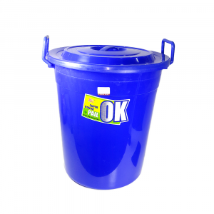 Tacho azul con tapa de 60 litros de capacidad