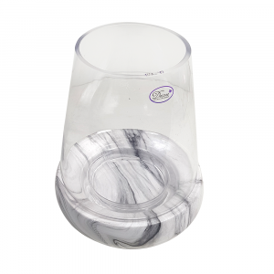 Florero de Cristal con Base de Ceramica